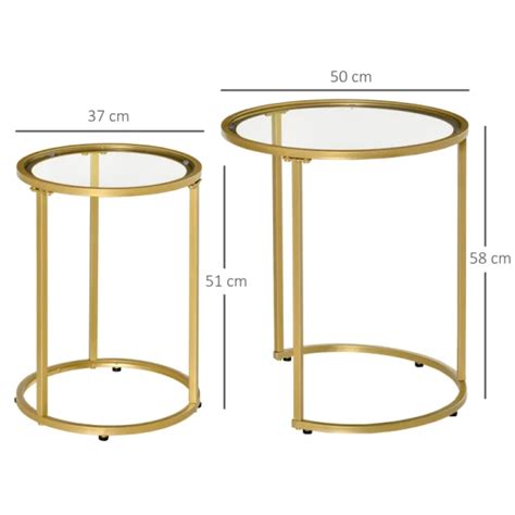 Set Van 2 Bijzettafels Stapelbaar Modern Design 50 Cm X 50 Cm X 58