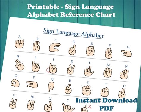 Sign Language Alphabet Reference Chart Pdf Printable Etsy