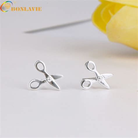 New Hot Personalized Punk Silver Color Scissors Stud Earrings Small