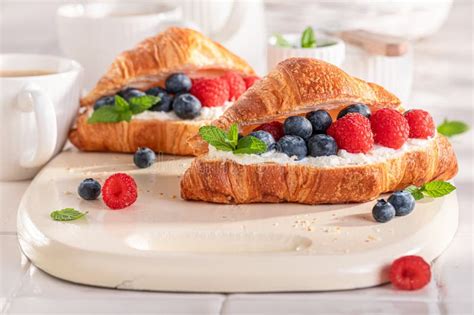 Sweet And Hot French Croissant Made Of Puff Pastry Stock Image Image