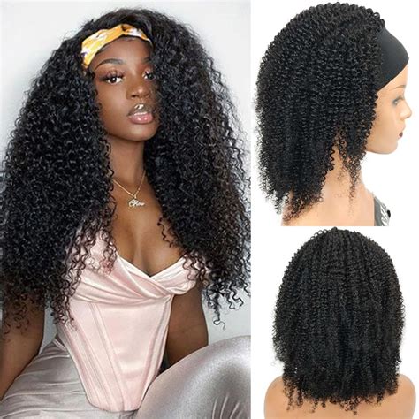 B F Peluca Con Diadema Afro Para Mujeres Negras Cabello Humano