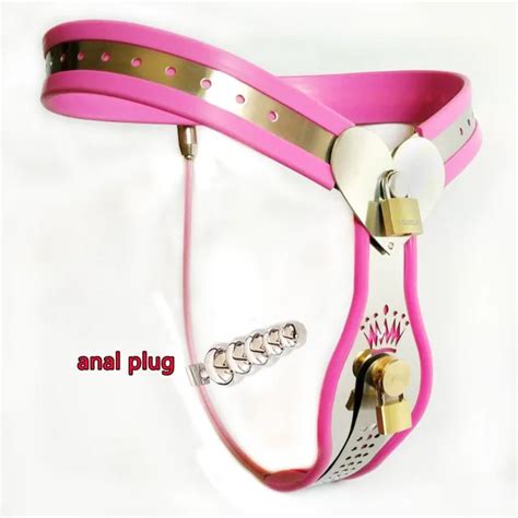 New Stainless Steel Female Chastity Belt Anal Vagina Plug Bdsm Bondage