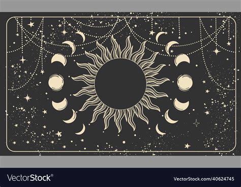 Mystical Banner With A Lunar Eclipse On A Black Vector Image