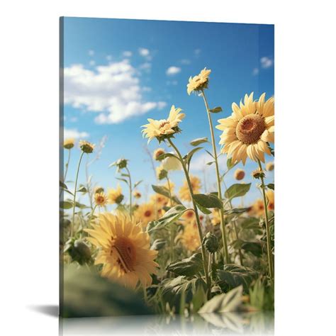 JEUXUS Sunflower Canvas Wall Art Yellow Flower Picture Walmart