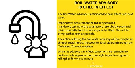 Boil Water Advisory Is Still In Effect Town Of Carbonear