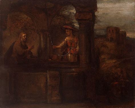 Christ And The Samaritan Woman Painting Rembrandt Van Rijn Oil Paintings