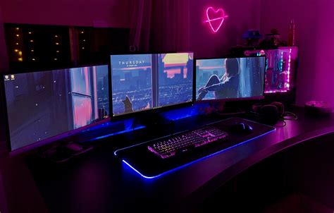 Gaming Setup Pink And Blue - layaranathali