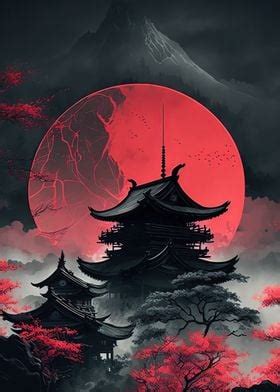 Red Moon Japan Poster By Anime Displate