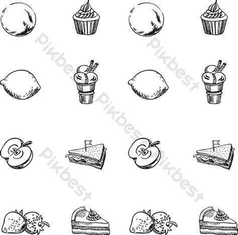 black and white food drawing sketch illustration | PNG Images AI Free Download - Pikbest