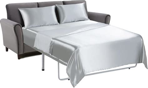 Hombys Satin Sofa Bed Sheet Set 100 Silky Satin Sheet 4 Piece Queen Sleeper Sofa