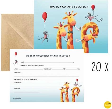 Uitnodigingen Kinderfeestje M T Enveloppen Illustra Lies Set