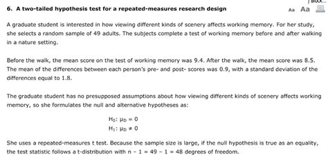 Get Answer A Two Tailed Hypothesis Test For A Repeated Measures Research Transtutors