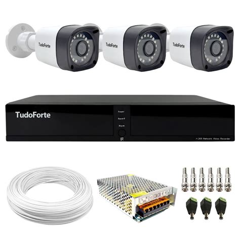 Kit 3 Câmeras Bullet Tudo Forte TF 2020 B Full HD 1080p Visão