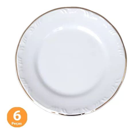 Set De 6 Platos Planos Pomerode Filete De Porcelana Dorada Schmidt