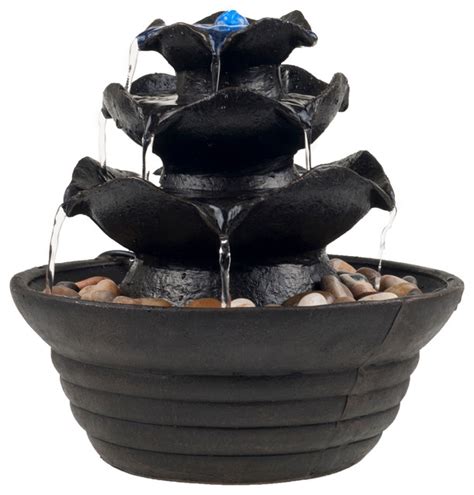 Pure Garden Three Tier Cascading Tabletop Fountain With Led Lights