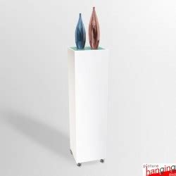 Display Plinth On Wheels Lockable Castors White Wood Or Glass Top