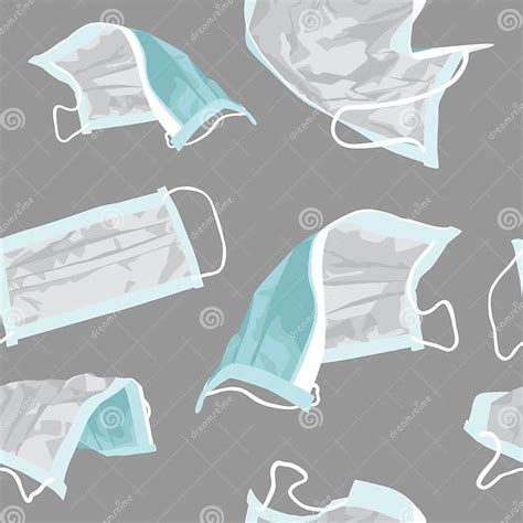 Seamless Pattern Of Hand Drawn Vector Illustration Of A Surgical Face Masks Stock Vector