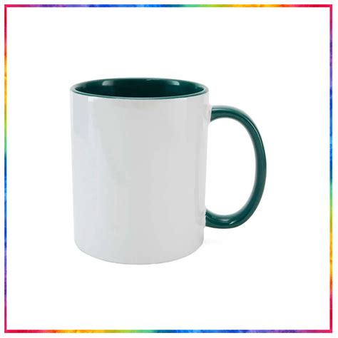 Caneca Cerâmica Alça Interior Verde Escuro Para Sublimação Live 325ml