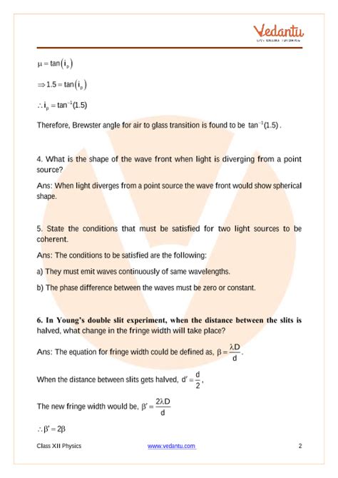 CBSE Class 12 Physics Chapter 10 Wave Optics Important Questions