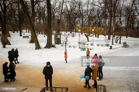 Visitors walk through High Castle Park in Lviv, Ukraine, on Sunday ...