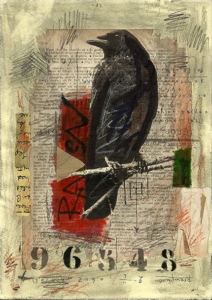 Print Raven Mixed Media Collage By Mirel Eologeanu 691 Via Etsy