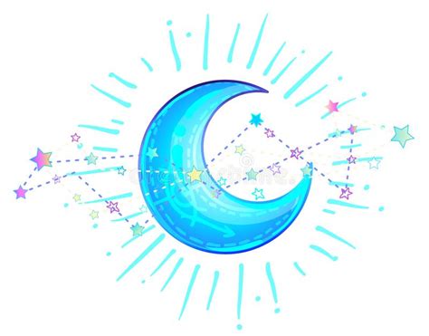 Mystic Crescent Moon in Anime or Manga Style. Hand-drawn Vector Stock Vector - Illustration of ...