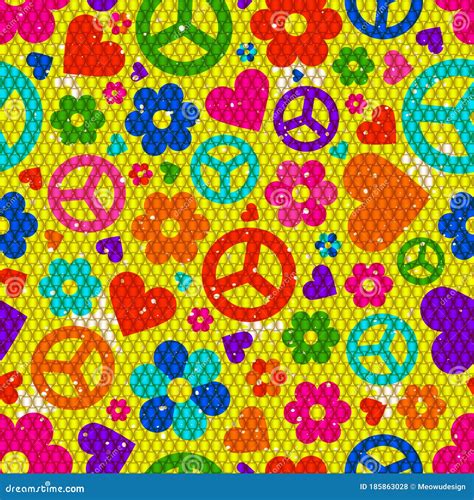 Hippie Background Vector Illustration With Many Object Stock Vector