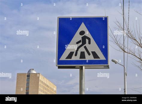 Zebra crossing road sign in the street Stock Photo - Alamy