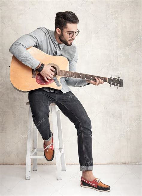 Handsome Man Playing Guitar Stock Photo By Matusciac 54790219