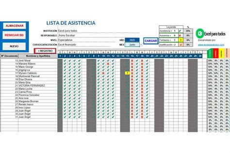 Registro De Asistencia Excel Para Todos