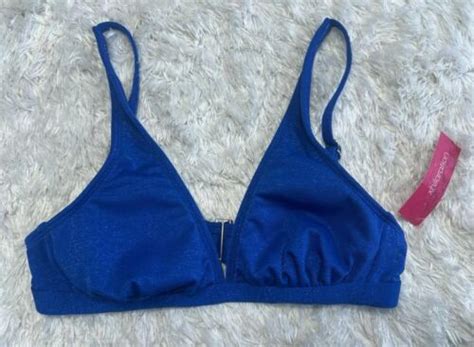 Xhilaration Women S Juniors Bikini Top Bralette Metallic Blue Size M