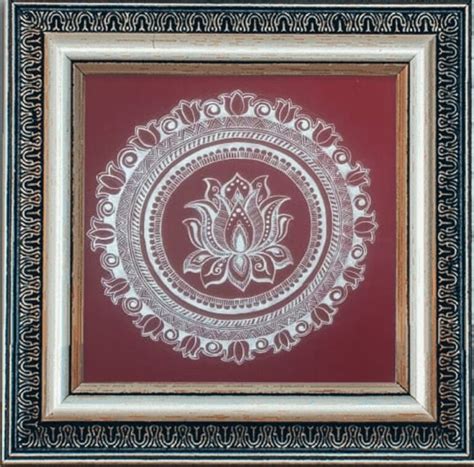 Aipan design painting - Aipan art (8 x 8 cms) - International Indian Folk Art Gallery