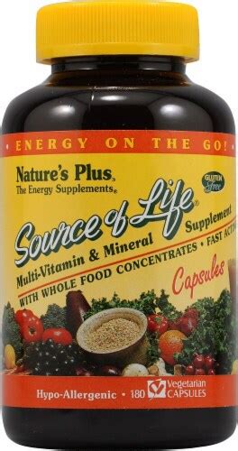 Nature S Plus Source Of Life Multi Vitamin And Mineral Supplement Vegetarian Capsules 180 Ct