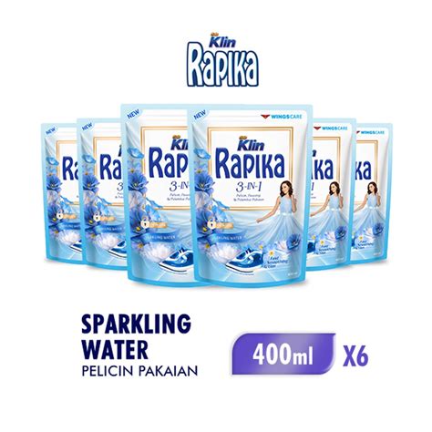 Jual Rapika Pewangi Pakaian Biru Sparkling Water Pouch Ml X