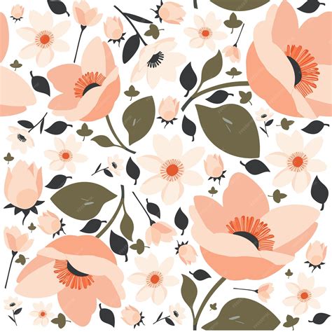 Premium Vector Hand Drawn Cute Pink Flower Pattern Flower Pattern