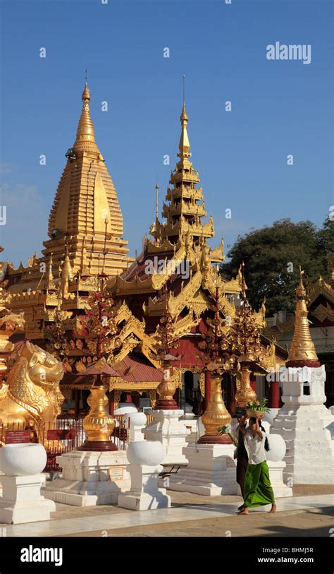 Myanmar Burma Bagan Nyaung U Shwezigon Pagoda Stock Photo Alamy