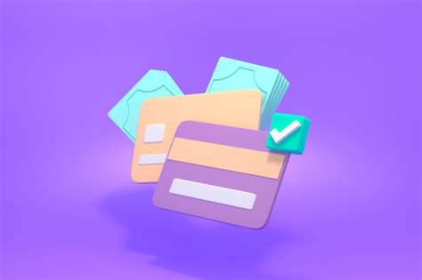 Cartões Bancários E Notas Simples Em Renderização Em 3d Em Um Fundo Roxo Ilustração Em 3d Render