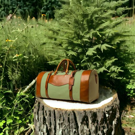 Leather And Canvas Duffle Bag Handmade Duffle Bag Weekend Bag