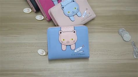 Women Cute Cat Wallet Small Zipper Girl Wallet Coin Purse Youtube