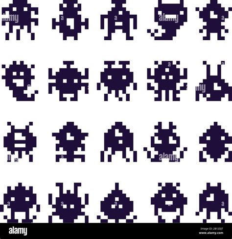 Pixel Art Invaders Silhouette Space Invader Monster Game Pixels Robots And Retro Arcade Games