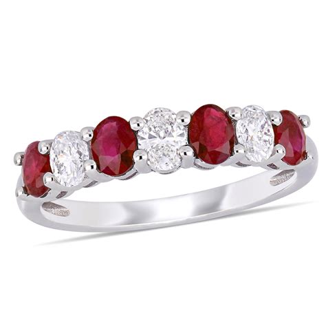 Miabella Women S 4 5 Carat T G W Oval Cut Ruby And 1 2 Carat T W Oval Cut Diamond 14kt White