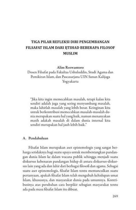 PDF TIGA PILAR REFLEKSI DIRI PENGEMBANGAN FILSAFAT ISLAM Digilib Uin