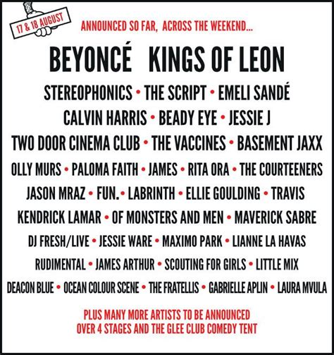 V Festival 2013 Annuncia Gli Headliners Beyoncé E Kings Of Leon