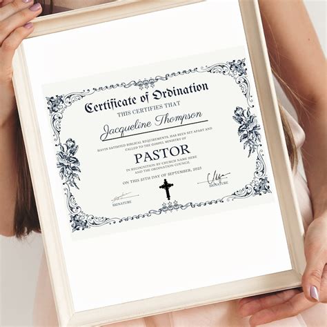 Pastor Ordination Certificate Template, Editable Certificate of ...