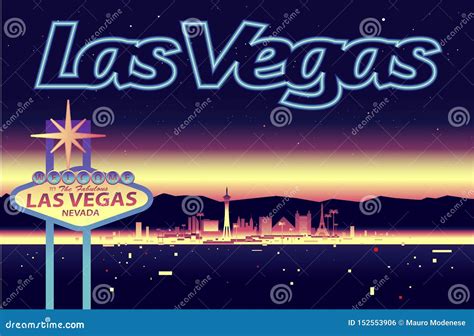 Las Vegas Nevada Night Skyline Stock Vector Illustration Of Vegas