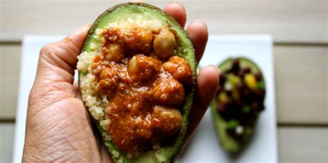 Chickpea Masala Quinoa Stuffed Avocado