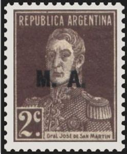 Stamp José Francisco de San Martín 1778 1850 ovpt M A