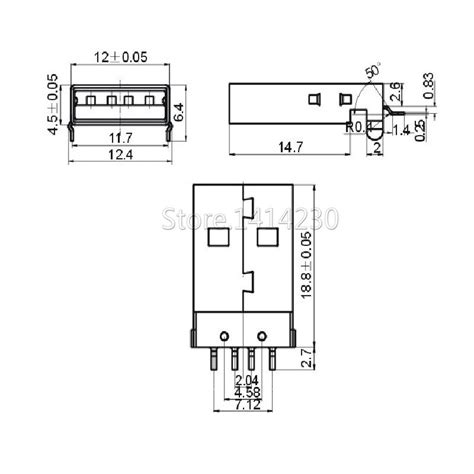 Conector Usb 20 Macho Tipo A Conector Pcb De 180 Grandado