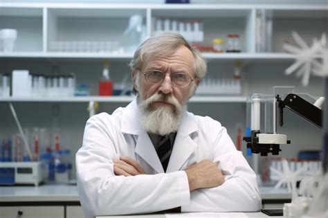 Premium Ai Image Portrait Of A Mature Scientist Working In A Lab