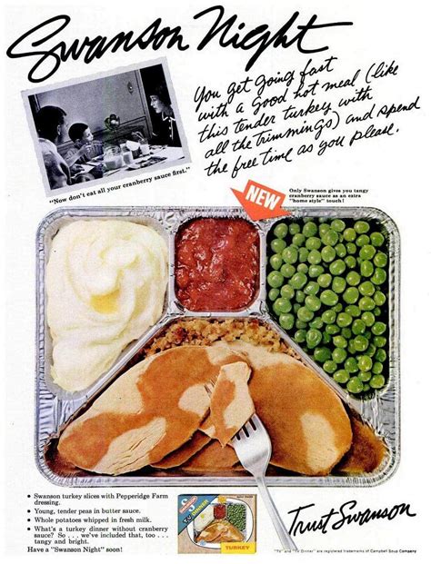 Swanson turkey TV dinners with cranberry sauce : r/nostalgia